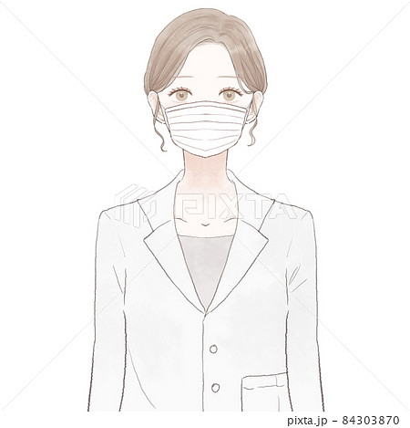 不織布マスクを着用している女性医師 不織布マスクを着用している女性医師 84303870