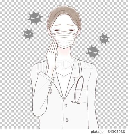 Female doctor wearing a non-woven mask Female doctor wearing a non-woven mask 84303988