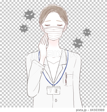 Female doctor wearing a non-woven mask Female doctor wearing a non-woven mask 84303989