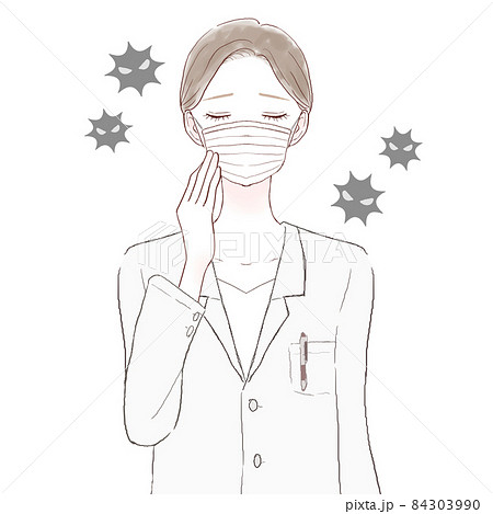不織布マスクを着用している女性医師 84303990