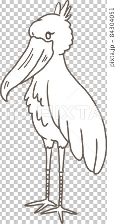 Line drawing_Cute animal illustration / Shoebill_Standing Shoebill 84304051