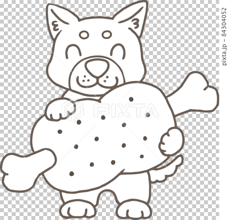 Line drawing_Cute animal illustration / Dog_I love meat! 84304052
