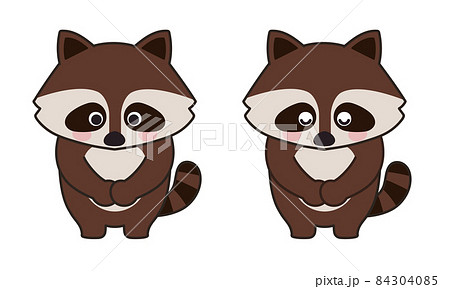 おじぎをするアライグマのイラスト 全身のイラスト素材