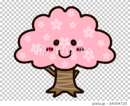 可愛的櫻花樹角色 84304720