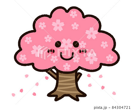 かわいい桜の木のキャラクター 84304721
