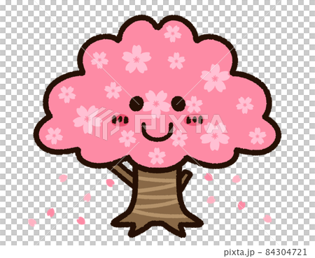 かわいい桜の木のキャラクター 84304721