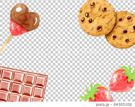 バレンタイン チョコレート菓子の背景フレーム【手描き水彩画】 バレンタイン チョコレート菓子の背景フレーム【手描き水彩画】 84305208