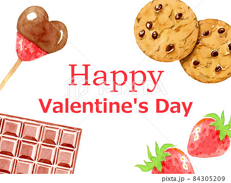 バレンタイン チョコレート菓子の背景【手描き水彩画】 バレンタイン チョコレート菓子の背景【手描き水彩画】 84305209