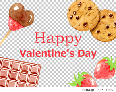 バレンタイン チョコレート菓子の背景【手描き水彩画】 バレンタイン チョコレート菓子の背景【手描き水彩画】 84305209