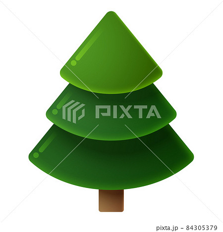Illustration of cartoon pine tree, isolated on white background 84305379