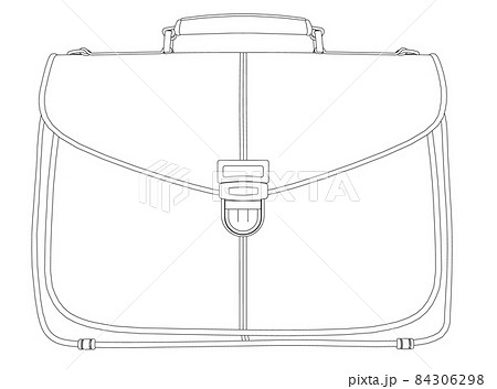 Contour of a business suitcase from black lines isolated on a white background. Front view. Vector illustration Contour of a business suitcase from black lines isolated on a white background. Front view. Vector illustration 84306298