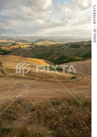 Tuscany Hill Landscape At Sunset Near Volterra 84306471