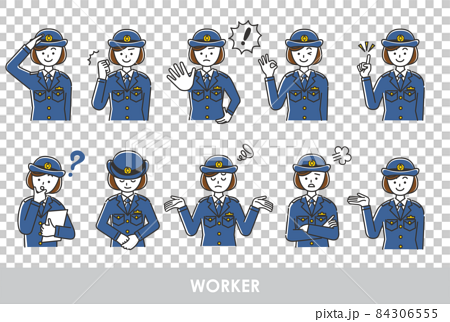 Illustration set of young female police... - Stock Illustration [84306555]  - PIXTA