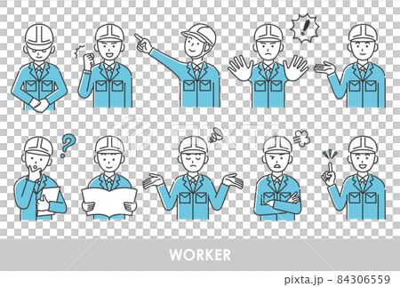 Illustration set of young men in work clothes Illustration set of young men in work clothes 84306559
