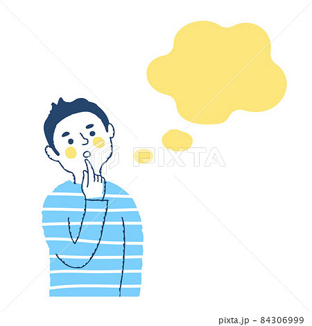 考え事をしている若い男性　フキダシ 84306999