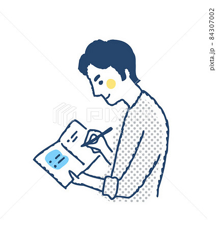 ノートにメモしている男性 ノートにメモしている男性 84307002