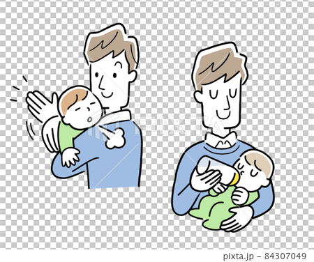 Parenting, parenting: A father who burps after feeding a baby milk Parenting, parenting: A father who burps after feeding a baby milk 84307049