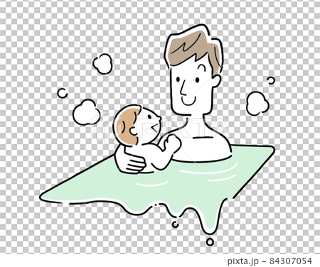 Childcare, Parenting: Father taking a bath and taking a bath with a baby 84307054