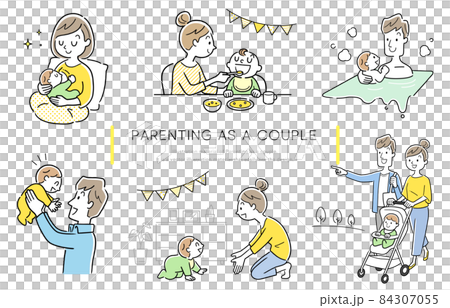 ベクターイラスト素材：育児、子育てセット 84307055