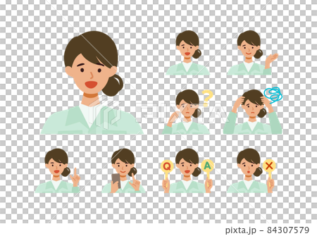 作業服の女性の上半身イラスト　笑顔 84307579