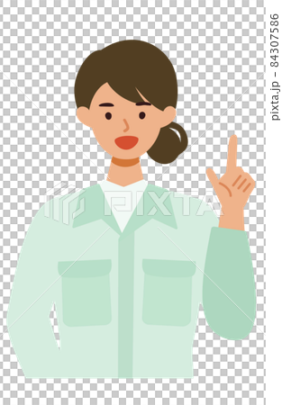 一個穿著工作服的女人的上半身的插圖 84307586