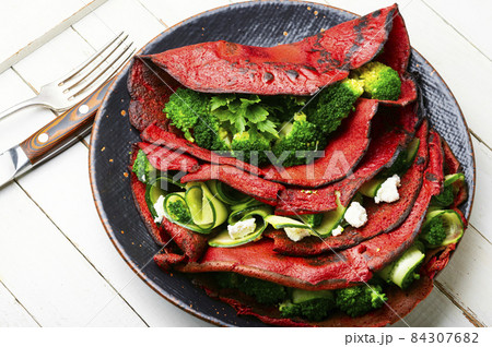 Pancakes from beetroot,healthy food Pancakes from beetroot,healthy food 84307682