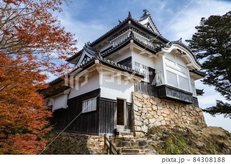 天空の城 備中松山城天守閣と紅葉 国指定重要文化財 天空の城 備中松山城天守閣と紅葉 国指定重要文化財 84308188