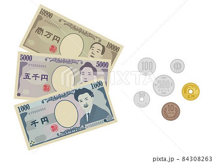 日本のお金（紙幣と硬貨） 84308263