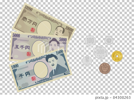 日本のお金（紙幣と硬貨） 84308263