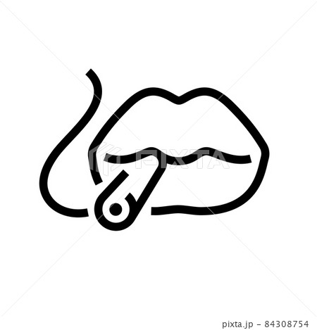 Lips holding cigarette in the mouth, by one line 84308754