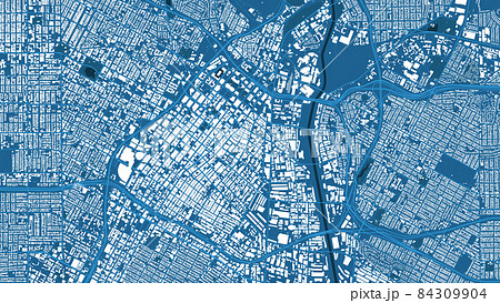 Blue Los Angeles City area vector background map, streets and water cartography illustration. 84309904