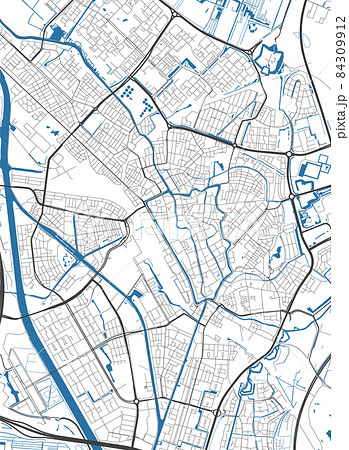 Vector map of Utrecht, Netherlands, State of Netherlands. Street map art poster illustration. 84309912