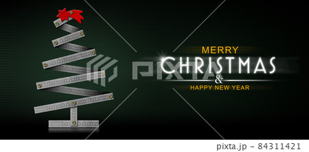 Christmas Card with a Small Metallic Christmas Tree 84311421
