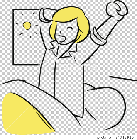 A woman who wakes up refreshingly in the morning 84312910