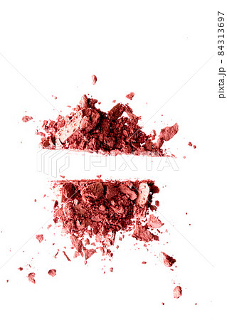 Powder cosmetics, mineral organic eyeshadow, blush or crushed cosmetic product isolated on white background, makeup and beauty banner, flatlay design Powder cosmetics, mineral organic eyeshadow, blush or crushed cosmetic product isolated on white background, makeup and beauty banner, flatlay design 84313697