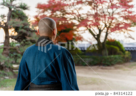 紅葉と座禅をする僧侶 紅葉と座禅をする僧侶 84314122