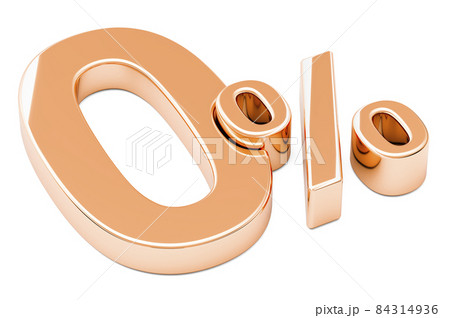 Golden 0 % percent, 3D rendering Golden 0 % percent, 3D rendering 84314936