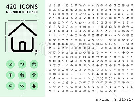 420 solid rounded icons 420 シンプルな角丸ラインアイコン 84315817