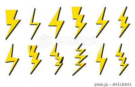 Lightning icon flat design set with shadows vector 84316841