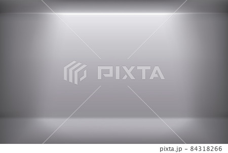 Grey empty room illuminated with neon light. Realistic vector illustration Grey empty room illuminated with neon light. Realistic vector illustration 84318266