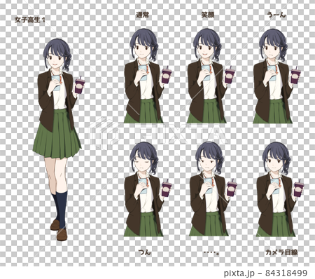 飲物片手にスマホを見る女子高生 飲物片手にスマホを見る女子高生 84318499