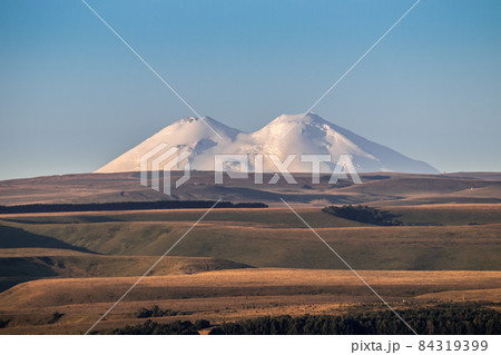 Snowy mountain Elbrus beautiful nature landscape, View at long distance. 84319399