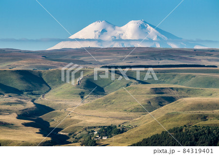 Mountain Elbrus beautiful nature landscape, View at long distance. 84319401