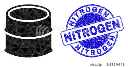 Scratched Nitrogen Round Stamp And Oil Barrel Triangle Icon 84319448