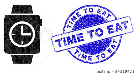 Rubber Time to Eat Round Badge and Clock Watches Low-Poly Icon Rubber Time to Eat Round Badge and Clock Watches Low-Poly Icon 84319473