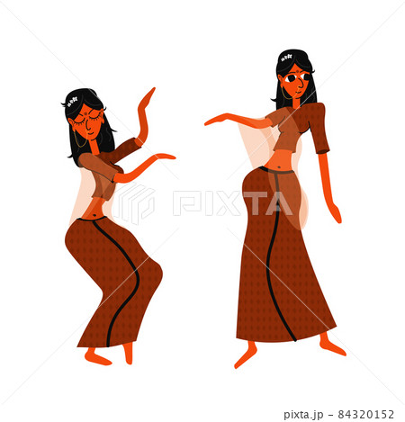 Cute indian girls in traditional indian clothes... - Stock Illustration  [84320152] - PIXTA