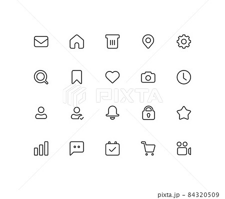 Minimal Outlines Icons シンプルなアウトライン ミニマルアイコンのイラスト素材