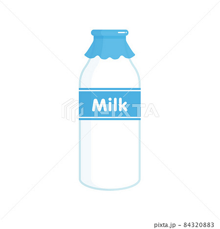 かわいい牛乳瓶 - Milkの文字入りラベル付きのレトロな瓶入り牛乳 - 影付き 84320883