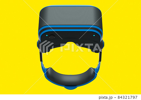 Virtual blue reality glasses isolated on yellow background. 3d rendering of goggles for virtual design in augmented reality or virtual gaming Virtual blue reality glasses isolated on yellow background. 3d rendering of goggles for virtual design in augmented reality or virtual gaming 84321797