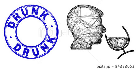 Distress Drunk Stamp and Hatched Irregular Mesh Wine Sommelier Icon 84323053